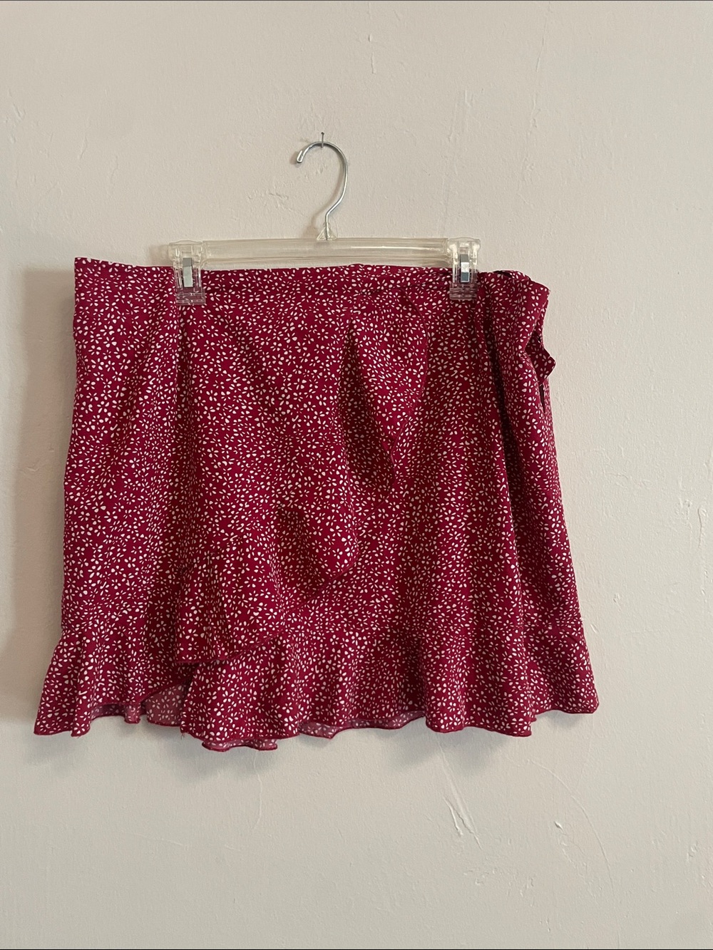 Women’s Raspberry Mini Wrap Skirt with Ruffle Hem